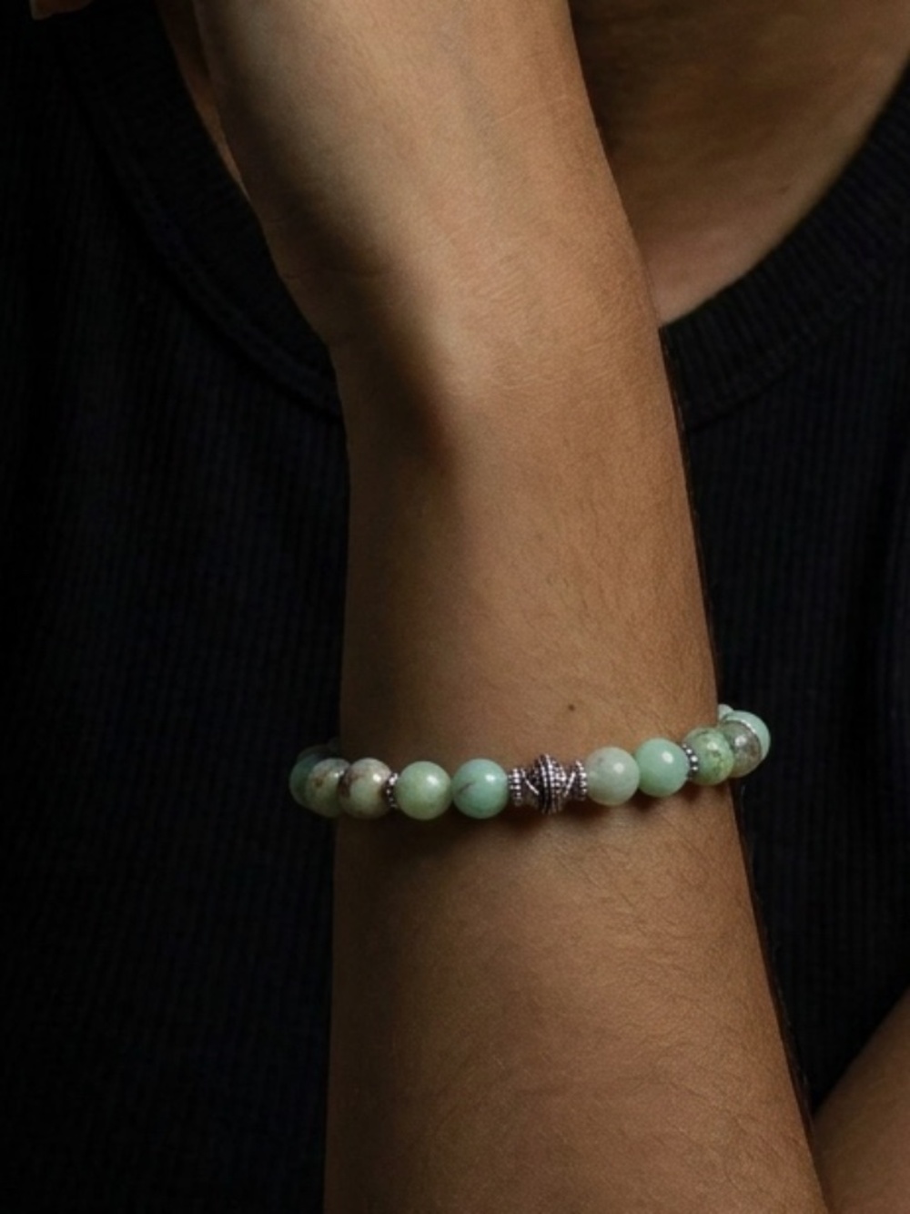 Altius Light Turquoise CZ Bracelet • 8mm Beads • 6.5" • Handmade NWT